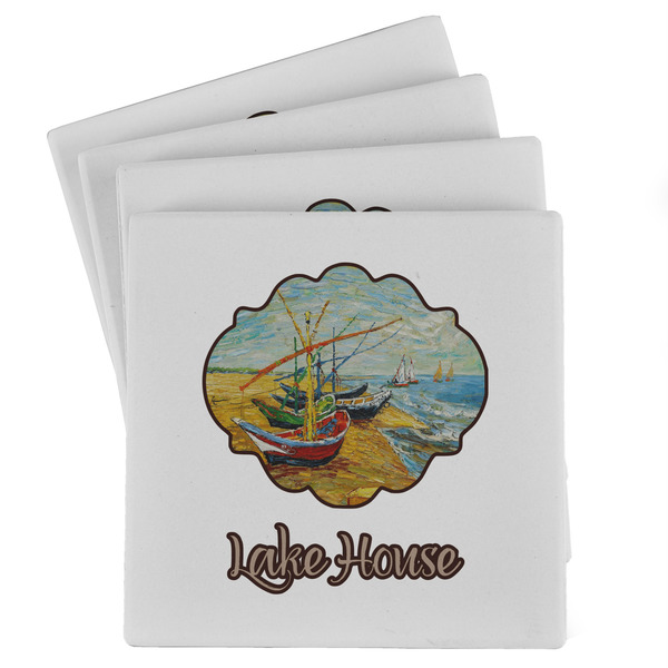 Custom Lake House Absorbent Stone Coasters - Set of 4 (Personalized)