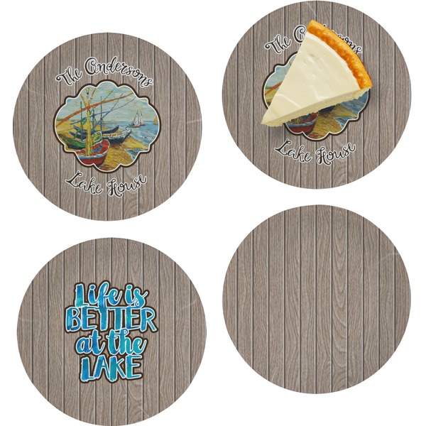 Custom Lake House Set of 4 Glass Appetizer / Dessert Plate 8" (Personalized)