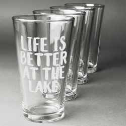 Lake House Pint Glasses - Engraved (Set of 4) (Personalized)