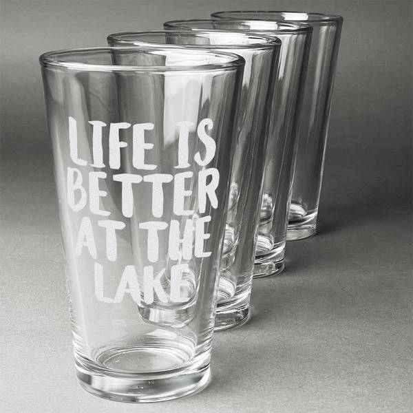 Lake House Set of Four Engraved Pint Glasses - Set View