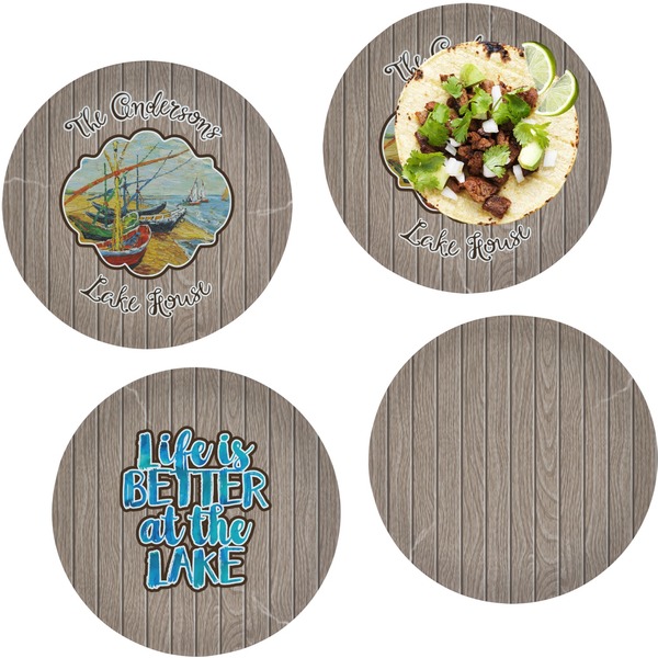 Custom Lake House Set of 4 Glass Lunch / Dinner Plate 10" (Personalized)