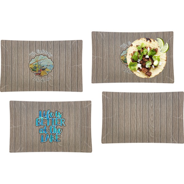 Custom Lake House Set of 4 Glass Rectangular Lunch / Dinner Plate (Personalized)