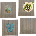 Lake House Set of 4 Glass Square Lunch / Dinner Plate 9.5" (Personalized)