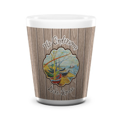 Lake House Ceramic Shot Glass - 1.5 oz - White - Set of 4 (Personalized)