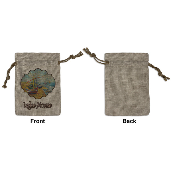 Lake House Small Burlap Gift Bag - Front Approval
