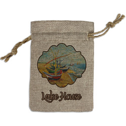 Lake House Small Burlap Gift Bag - Front (Personalized)
