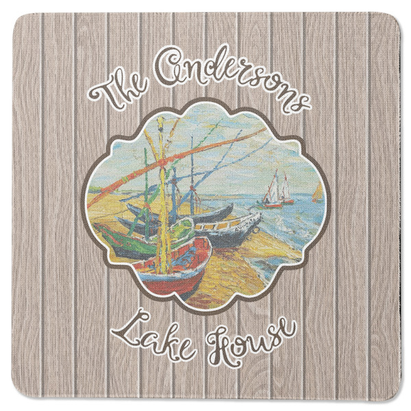 Custom Lake House Square Rubber Backed Coaster (Personalized)