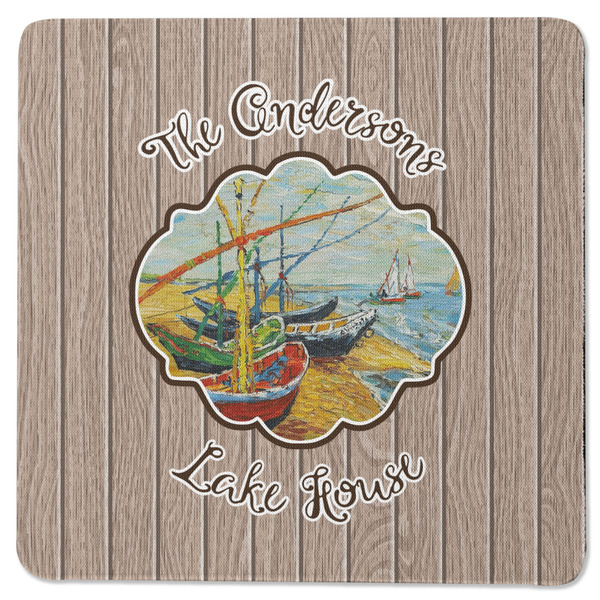 Custom Lake House Square Rubber Backed Coaster (Personalized)