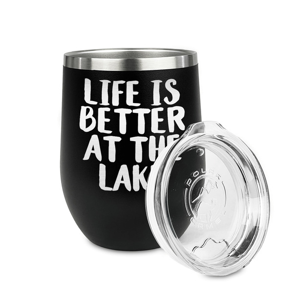 Lake House Stainless Wine Tumblers - Black - Double Sided - Alt View