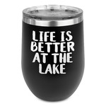 Lake House Stemless Stainless Steel Wine Tumbler - Black - Double Sided (Personalized)