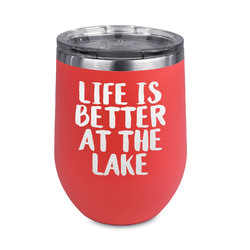Lake House Stemless Stainless Steel Wine Tumbler - Coral - Double Sided (Personalized)