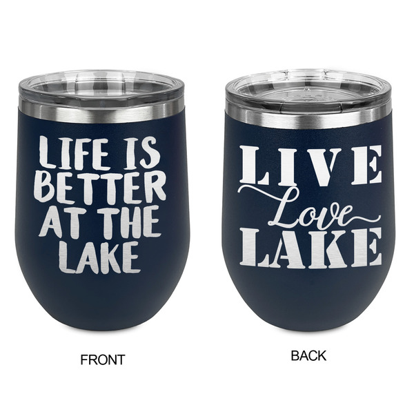 Lake House Stainless Wine Tumblers - Navy - Double Sided - Approval