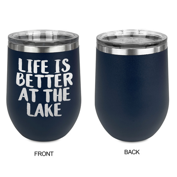 Lake House Stainless Wine Tumblers - Navy - Single Sided - Approval