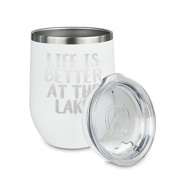 Lake House Stainless Wine Tumblers - White - Single Sided - Alt View