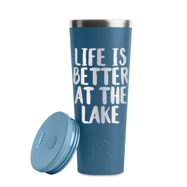 Lake House Steel Blue RTIC Everyday Tumbler - 28 oz. - Lid Off