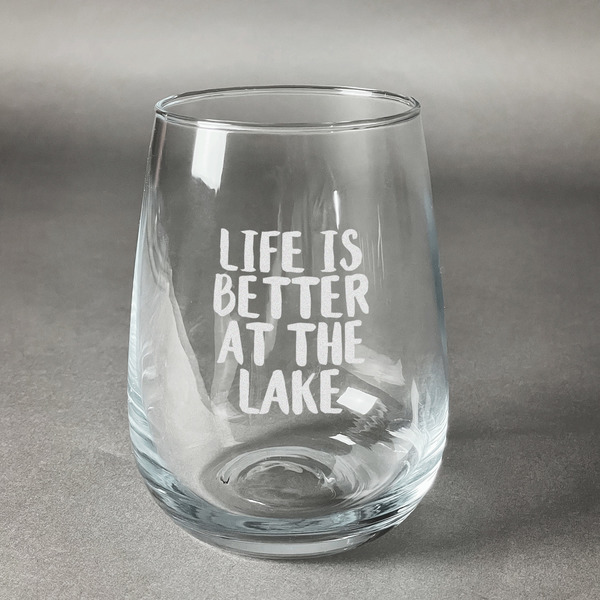 Custom Lake House Stemless Wine Glass - Engraved (Personalized)