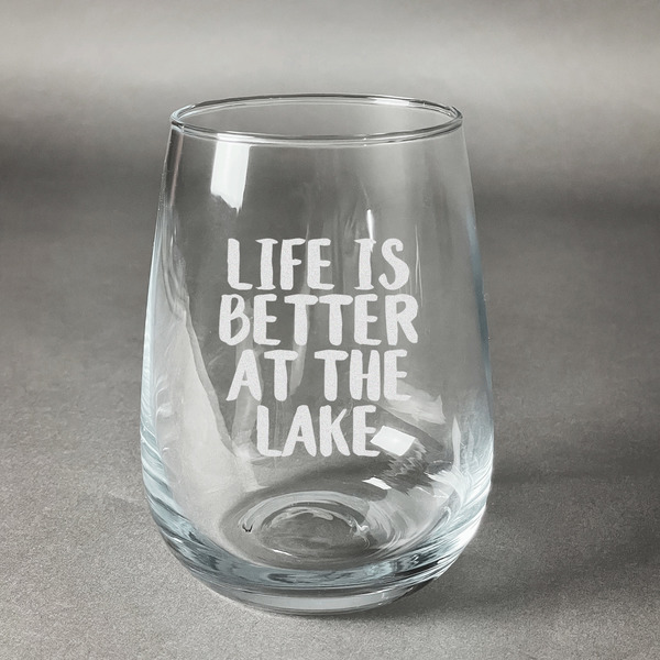 Custom Lake House Stemless Wine Glass - Engraved (Personalized)