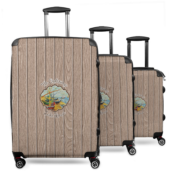 Custom Lake House 3 Piece Luggage Set - 20" Carry On, 24" Medium Checked, 28" Large Checked (Personalized)