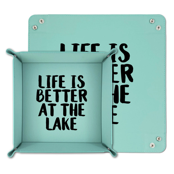 Lake House Teal Faux Leather Valet Trays - PARENT MAIN