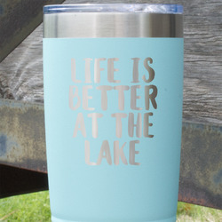 Lake House 20 oz Stainless Steel Tumbler - Teal - Single Sided (Personalized)