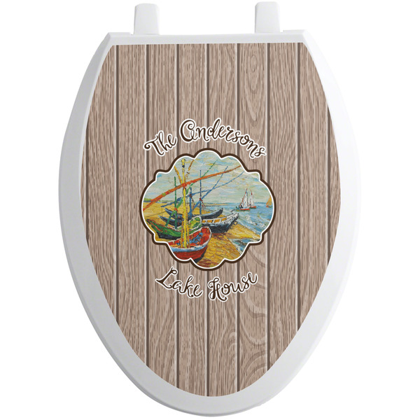 Custom Lake House Toilet Seat Decal - Elongated (Personalized)