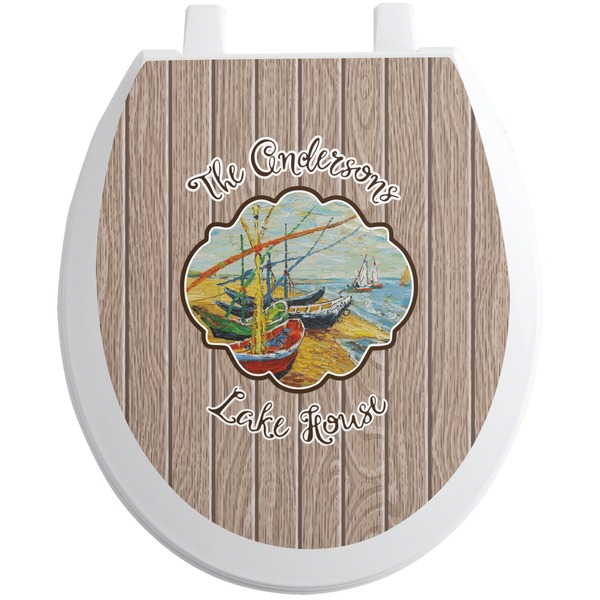 Custom Lake House Toilet Seat Decal - Round (Personalized)