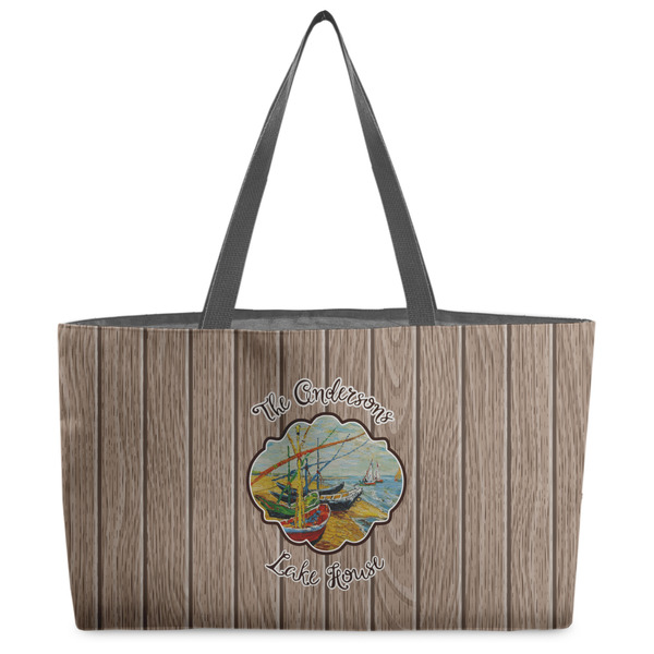 Custom Lake House Beach Totes Bag - w/ Black Handles (Personalized)