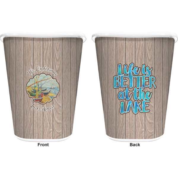Lake House Trash Can White - Front and Back - Apvl