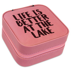 Lake House Travel Jewelry Boxes - Pink Leather (Personalized)