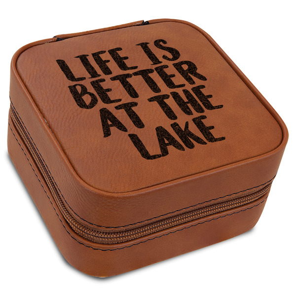 Custom Lake House Travel Jewelry Box - Leather (Personalized)