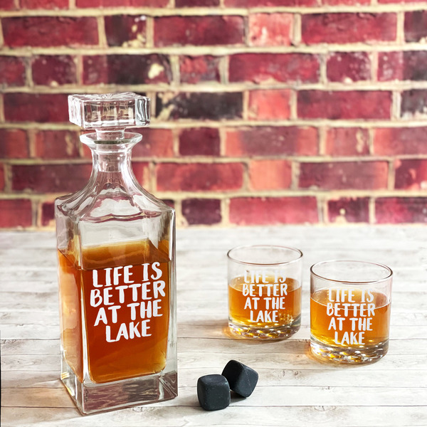 Lake House Whiskey Decanters - 30oz Square - LIFESTYLE