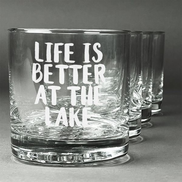 Custom Lake House Whiskey Glasses (Set of 4) (Personalized)