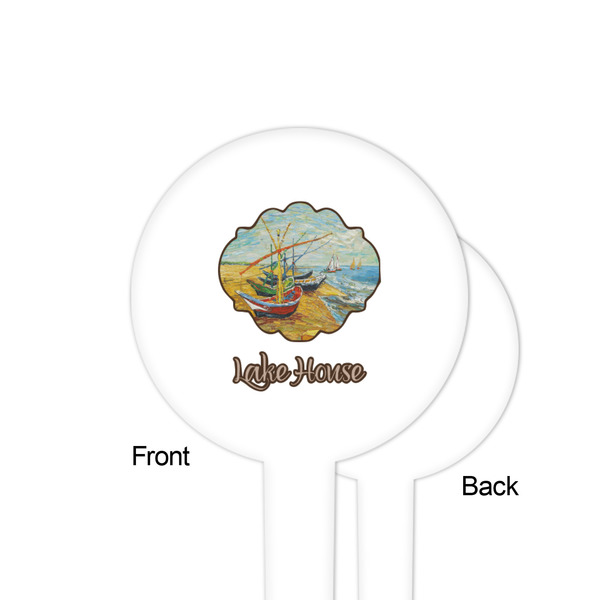 Lake House White Plastic 4" Food Pick - Round - Single Sided - Front & Back