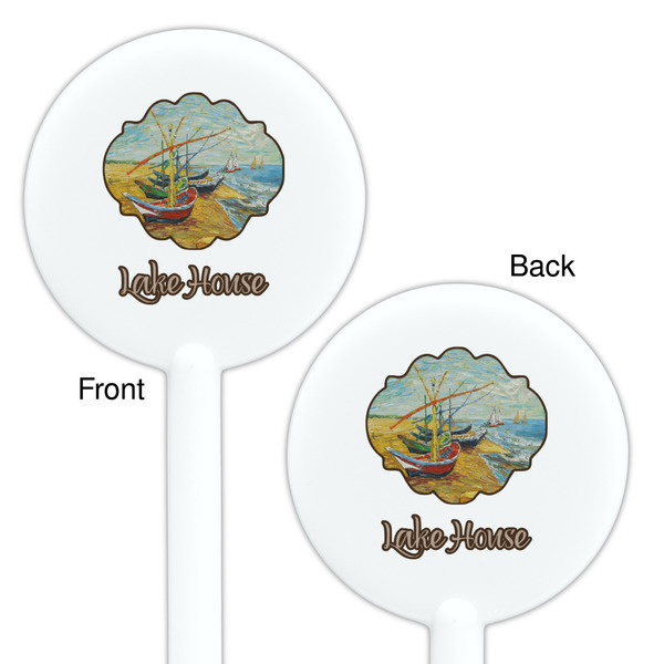 Lake House White Plastic 5.5" Stir Stick - Double Sided - Round - Front & Back