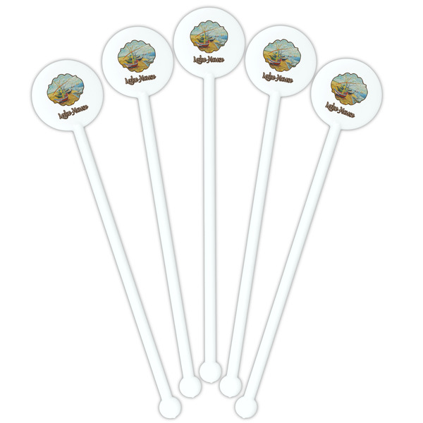 Lake House White Plastic 5.5" Stir Stick - Fan View