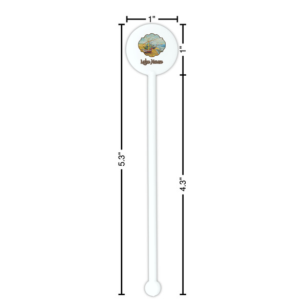 Lake House White Plastic 5.5" Stir Stick - Round - Dimensions