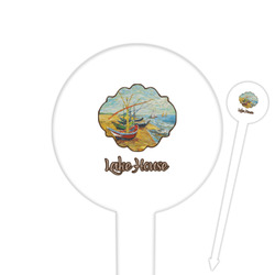 Lake House 6" Round Plastic Food Picks - White - Single Sided (Personalized)