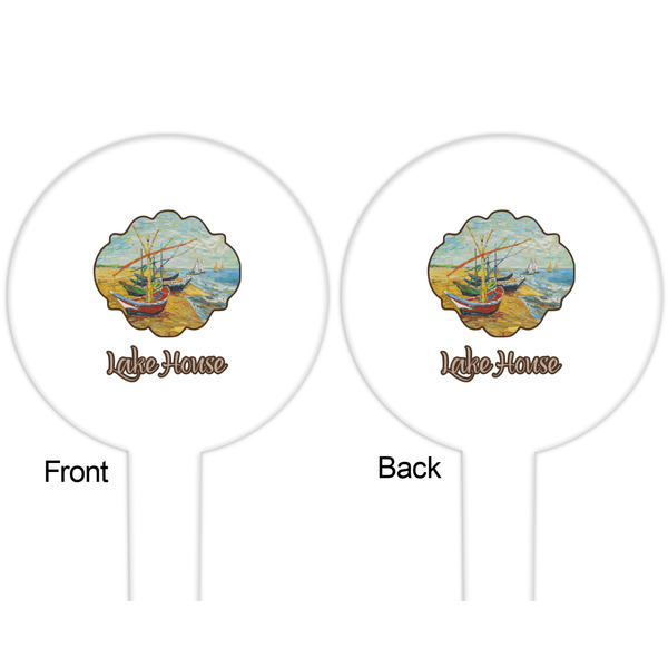 Lake House White Plastic 6" Food Pick - Round - Double Sided - Front & Back