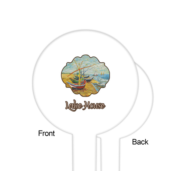Lake House White Plastic 6" Food Pick - Round - Single Sided - Front & Back