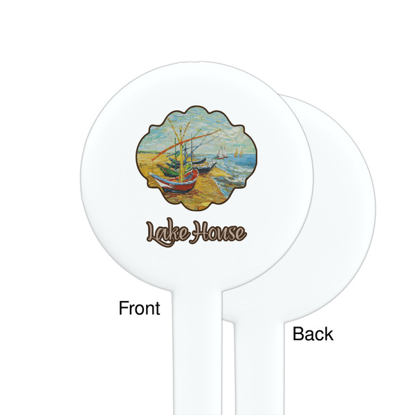 Lake House White Plastic 7" Stir Stick - Single Sided - Round - Front & Back