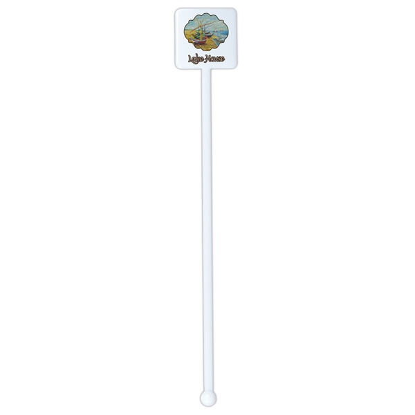 Lake House White Plastic Stir Stick - Single Sided - Square - Single Stick