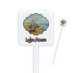Lake House Square Plastic Stir Sticks - Double Sided (Personalized)