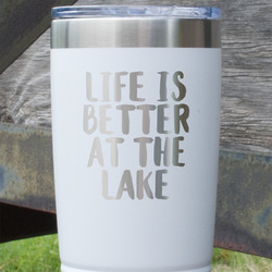 Lake House 20 oz Stainless Steel Tumbler - White - Single Sided (Personalized)