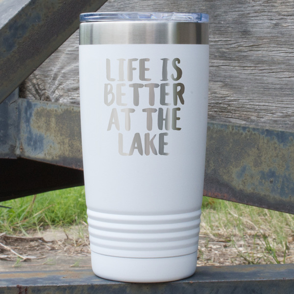 Custom Lake House 20 oz Stainless Steel Tumbler - White - Double Sided (Personalized)