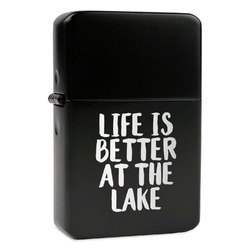 Lake House Windproof Lighter - Black - Double Sided & Lid Engraved (Personalized)