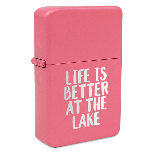 Custom Lake House Windproof Lighter - Pink - Single Sided (Personalized)