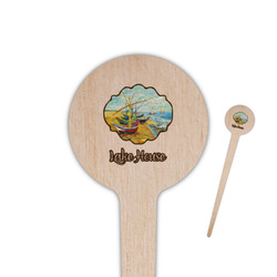 Lake House 4" Round Wooden Food Picks - Double Sided (Personalized)