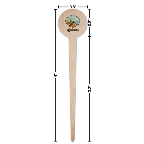 Lake House Wooden 4" Food Pick - Round - Dimensions