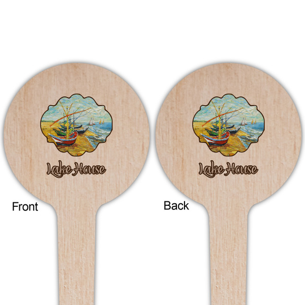 Lake House Wooden 4" Food Pick - Round - Double Sided - Front & Back