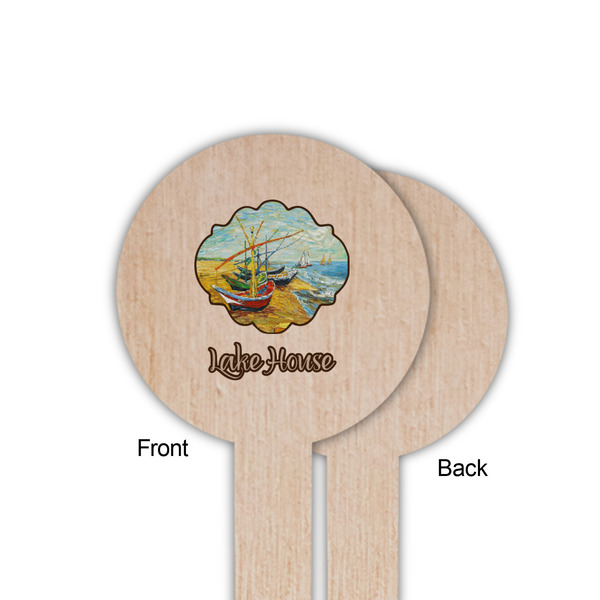 Lake House Wooden 6" Food Pick - Round - Single Sided - Front & Back
